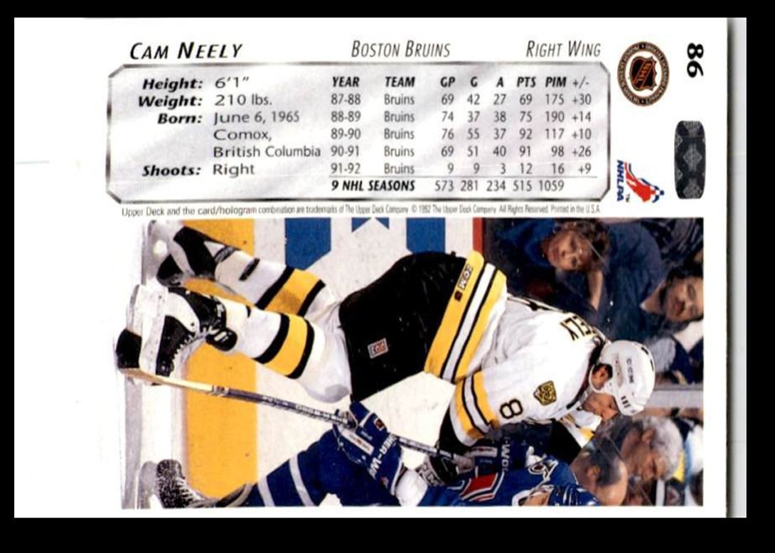1992-93 Upper Deck Cam Neely a Boston Bruins #86