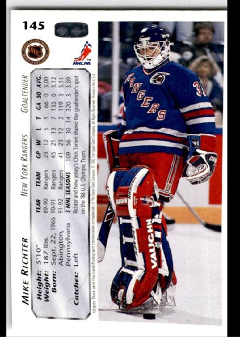 1992-93 Upper Deck Mike Richter a New York Rangers #145