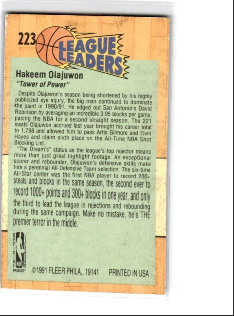 1991-92 Fleer Hakeem Olajuwon Houston Rockets #223
