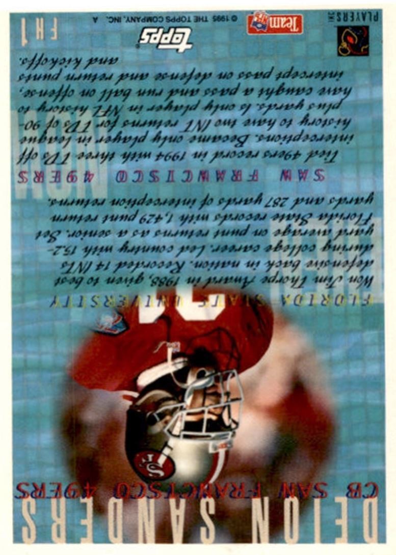 1996 Topps Deion Sanders San Francisco 49ers #FH1