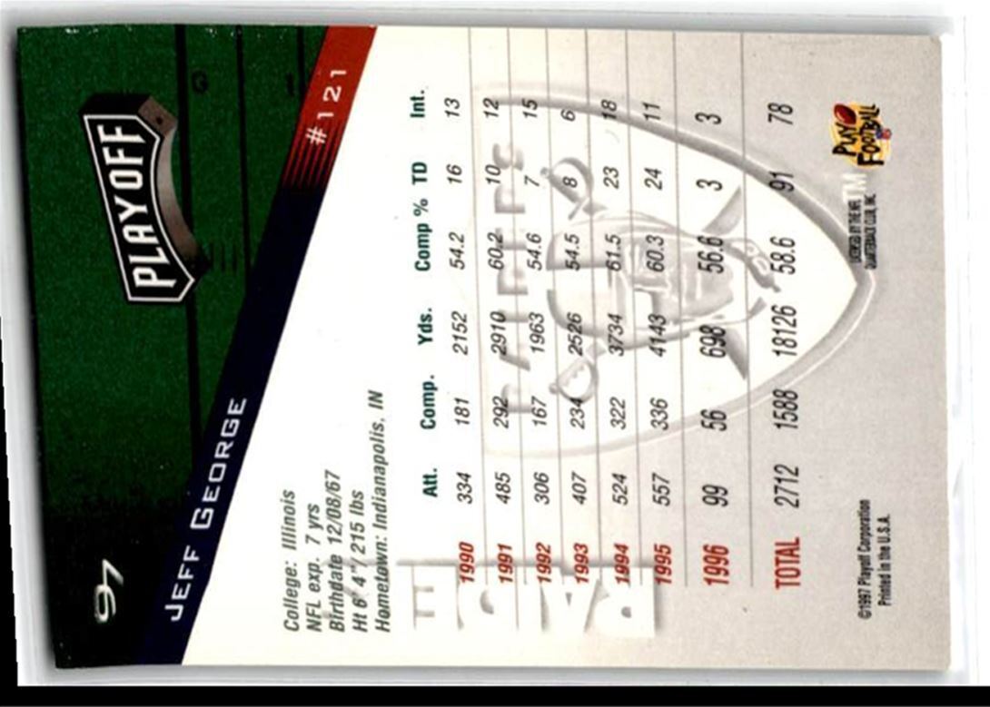 1997 Playoff Zone Jeff George Oakland Raiders #121