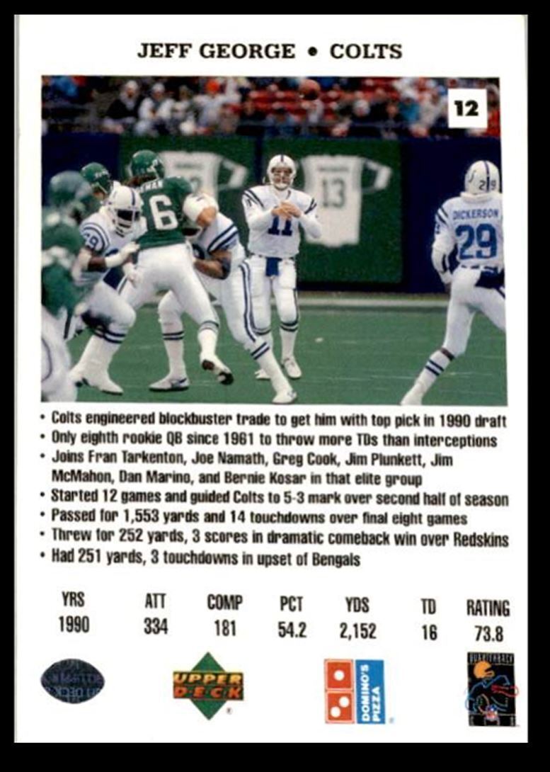 1991 Domino's The Quarterbacks Jeff George Indianapolis Colts #12