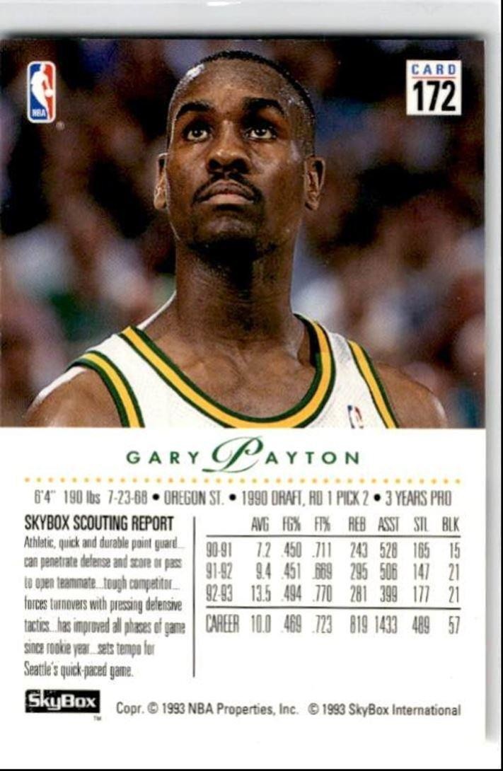 1993-94 SkyBox Gary Payton Seattle SuperSonics #172