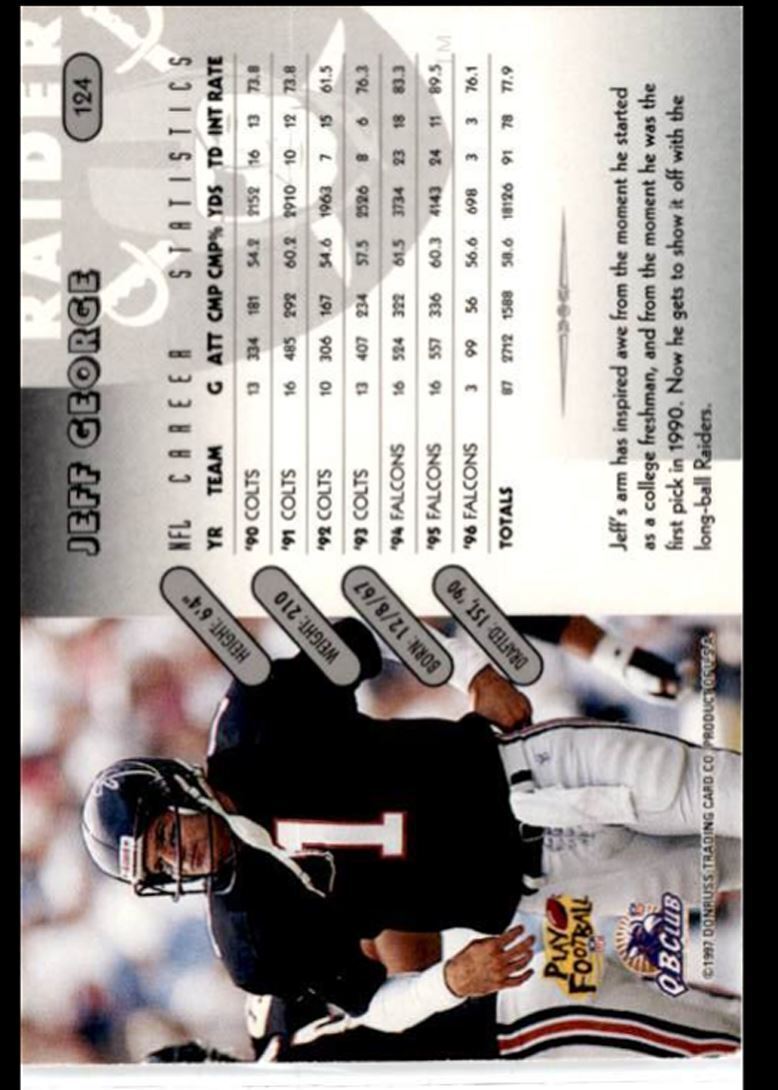 1997 Donruss Jeff George , Oakland Raiders #124