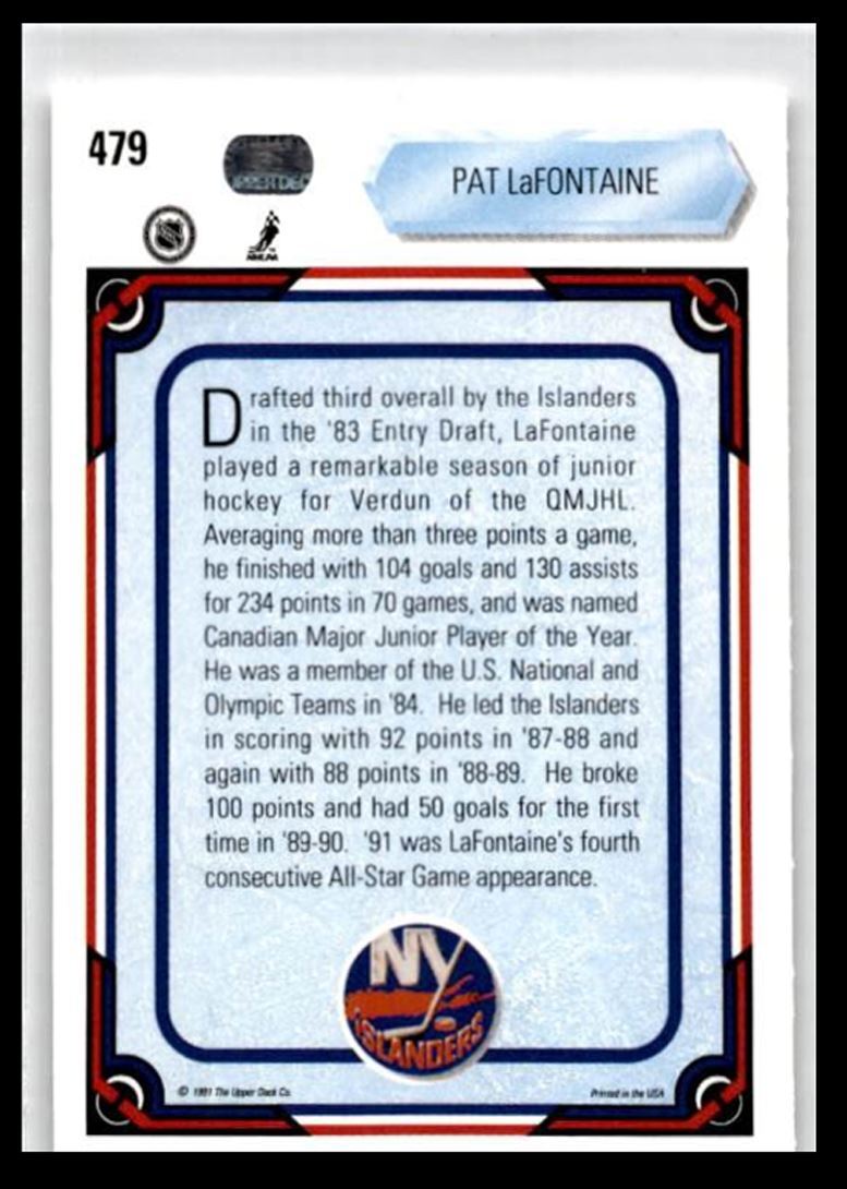 1991-92 Upper Deck Pat LaFontaine New York Islanders #479