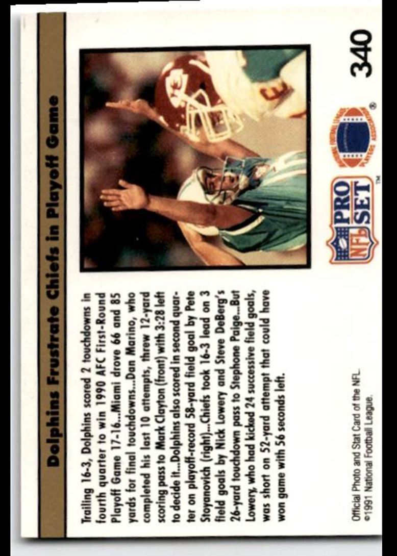 1991 Pro Set Mark Clayton , Miami Dolphins #340