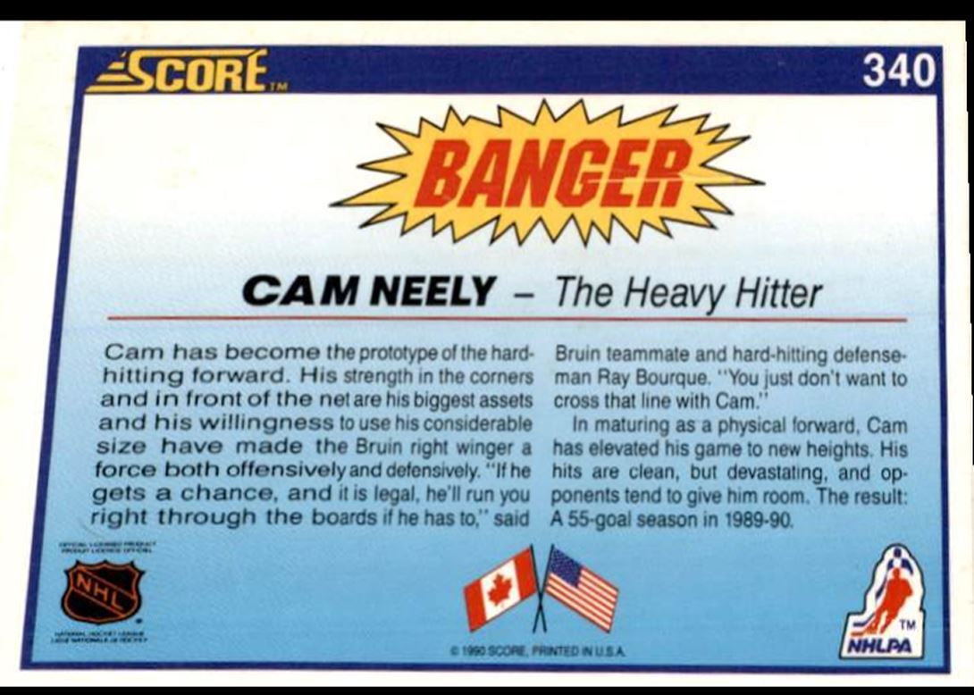 1990-91 Score Cam Neely Boston Bruins #340