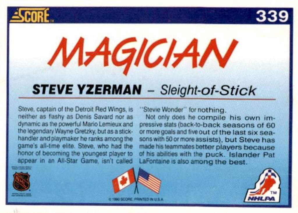 1990-91 Score Steve Yzerman Magician Detroit Red Wings #339