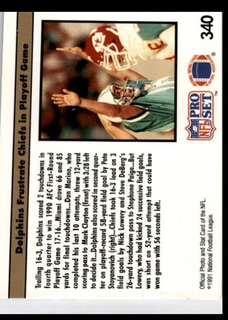 1991 Pro Set Mark Clayton .. Miami Dolphins #340