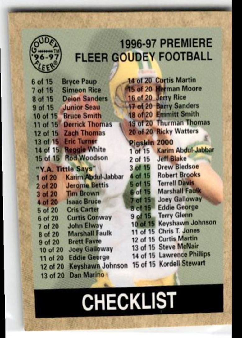 1997 Fleer Goudey II Brett Farve Checklist #149