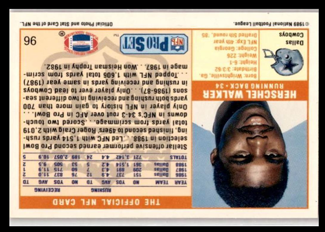 1989 Pro Set Herschel Walker Dallas Cowboys #96