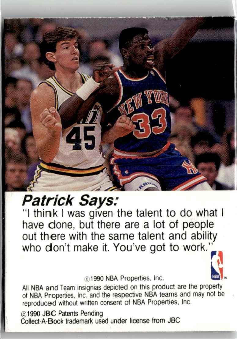 1990-91 NBA Hoops CollectABooks Patrick Ewing New York Knicks