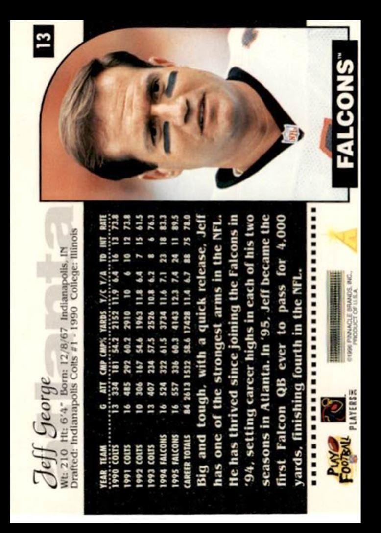 1996 Score Artist's Proofs Jeff George Atlanta Falcons #13