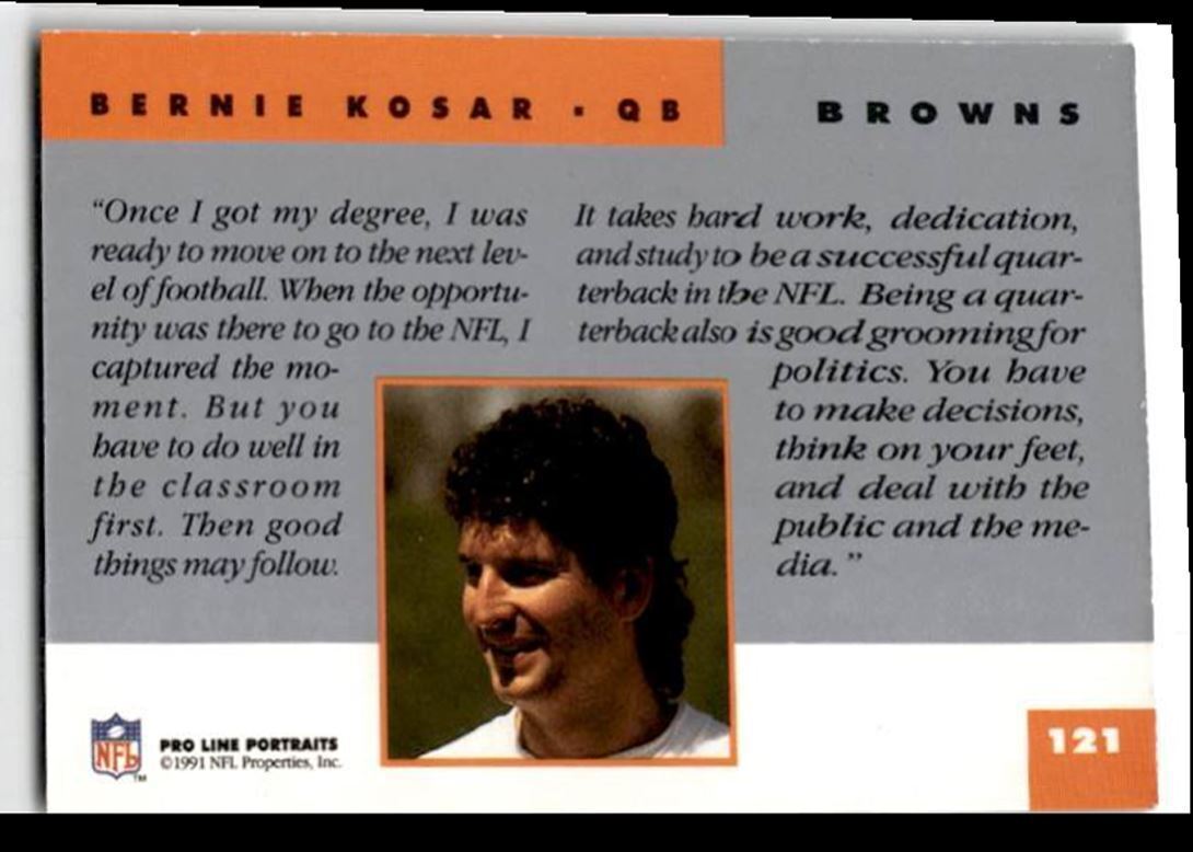 1991 Pro Line Portraits Bernie Kosar Cleveland Browns #121