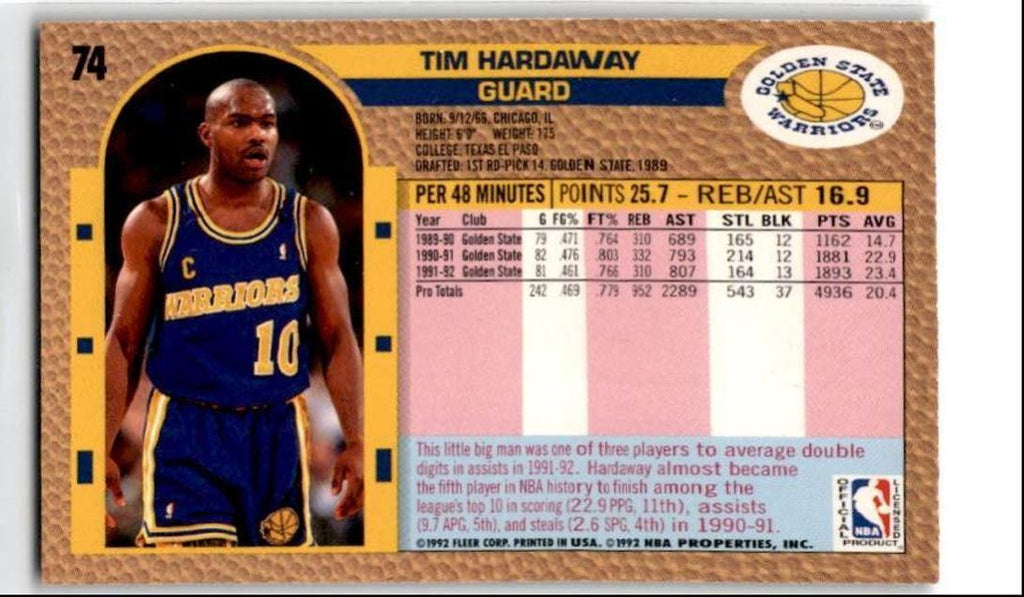 1992-93 Fleer Tim Hardaway HOF Golden State Warriors #74