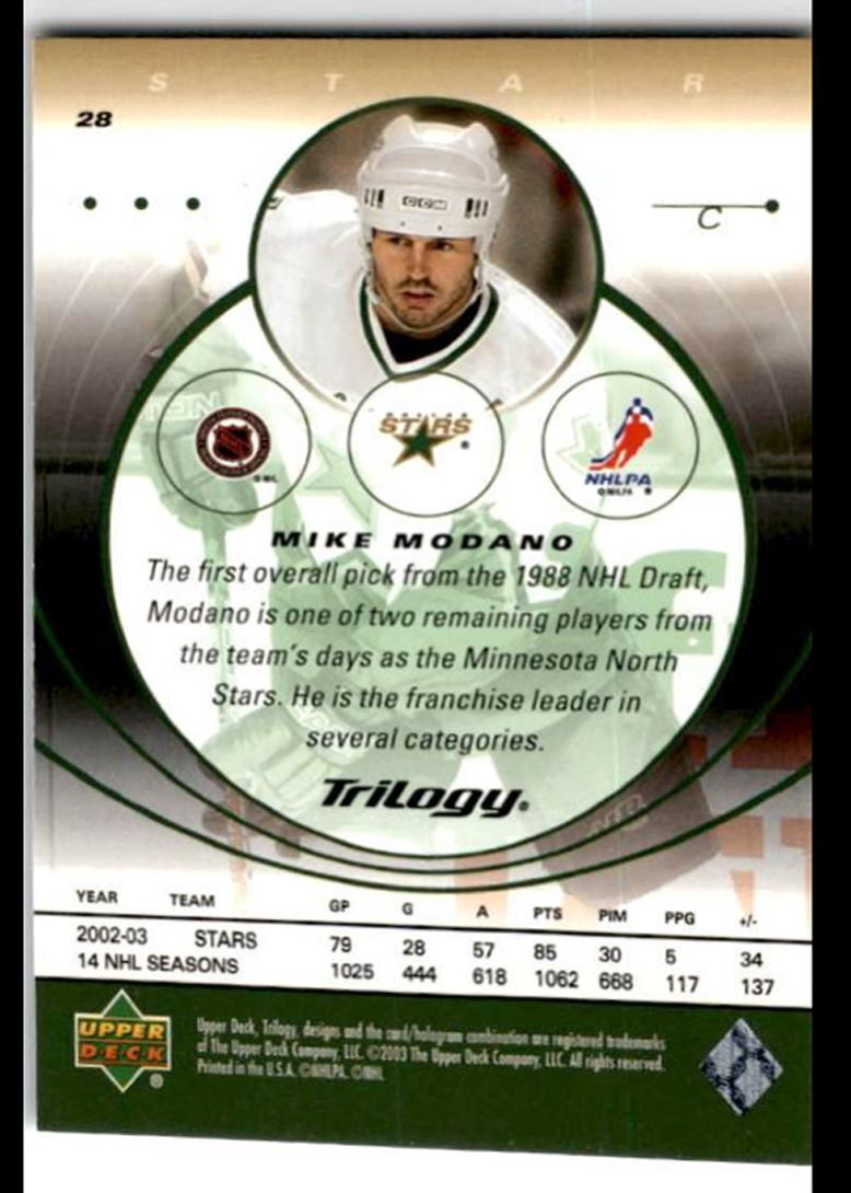 2003-04 Upper Deck Trilogy Mike Modano Dallas Stars #28