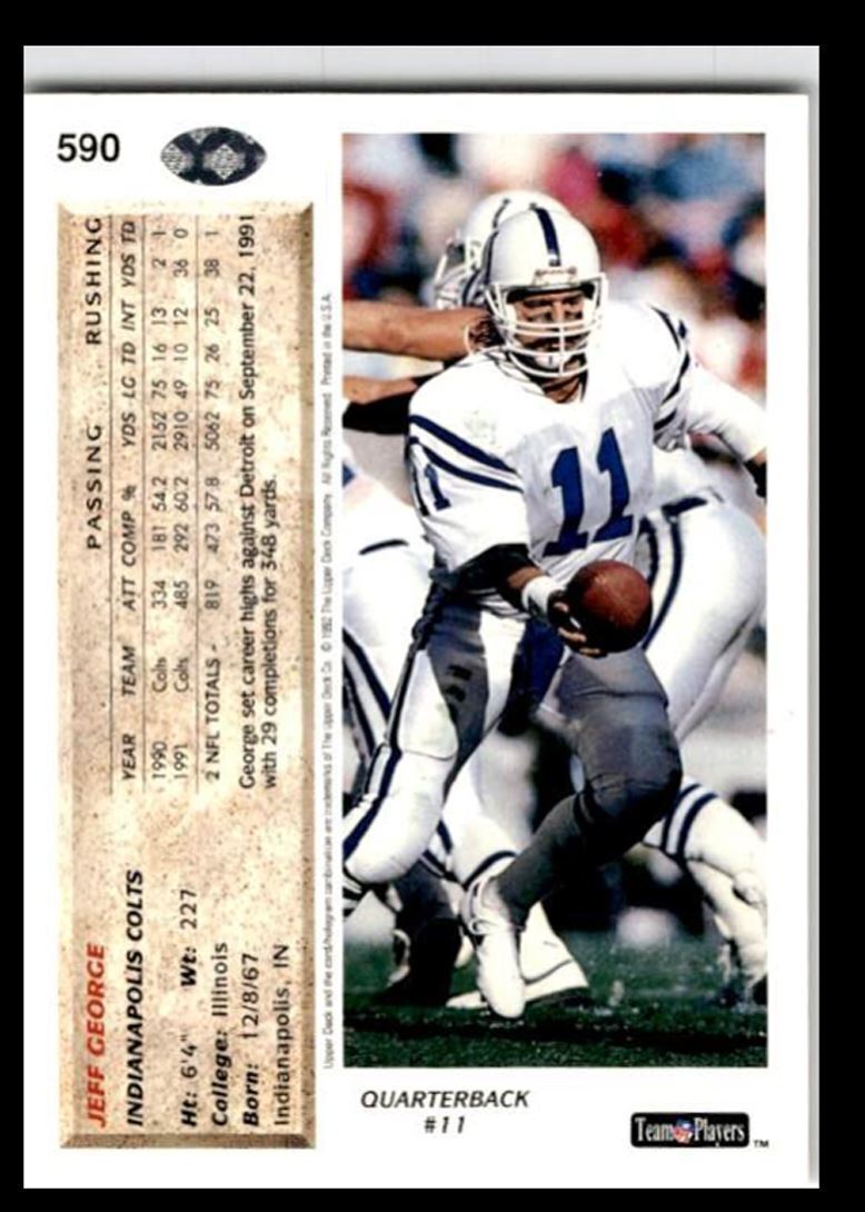 1992 Upper Deck Jeff George Indianapolis Colts #590