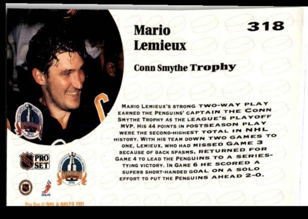 1991-92 Pro Set Mario Lemieux Pittsburgh Penguins #318