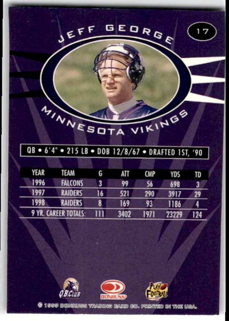 1999 Donruss Preferred QBC Jeff George Minnesota Vikings #17