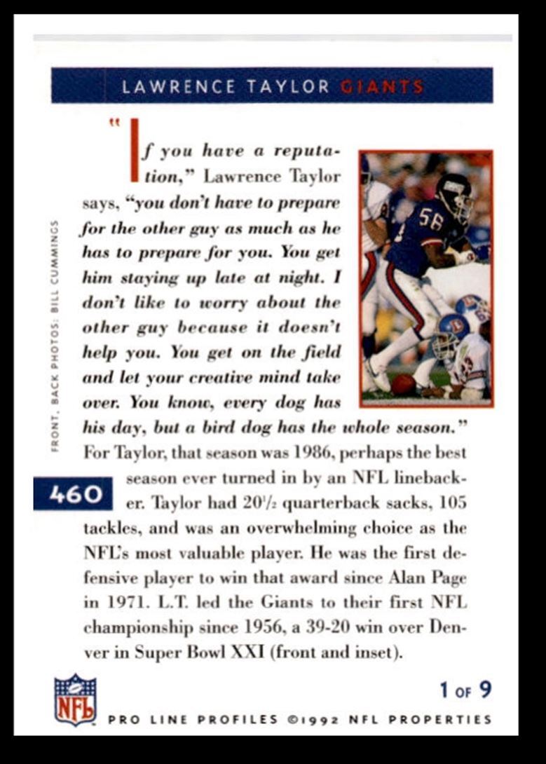 2016 Pro Line Profiles Lawrence Taylor New York Giants #460