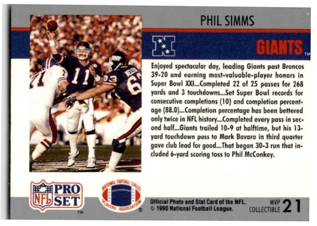 1990 Pro Set Super Bowl Collectibles Super Bowl New York Giants/Denver Broncos