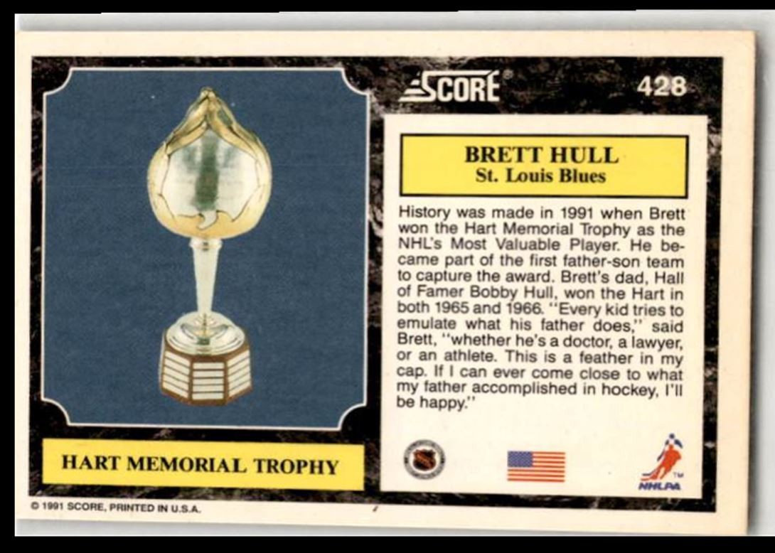1991-92 Score American Brett Hull (Hart Memorial Trophy) a St. Louis Blues #428