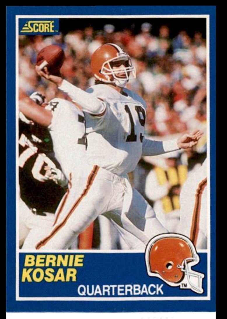 1989 Score Bernie Kosar . Cleveland Browns #9