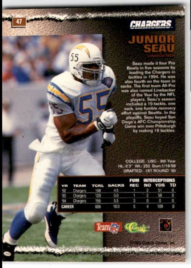 1995 Pro Line Junior Seau San Diego Chargers #47
