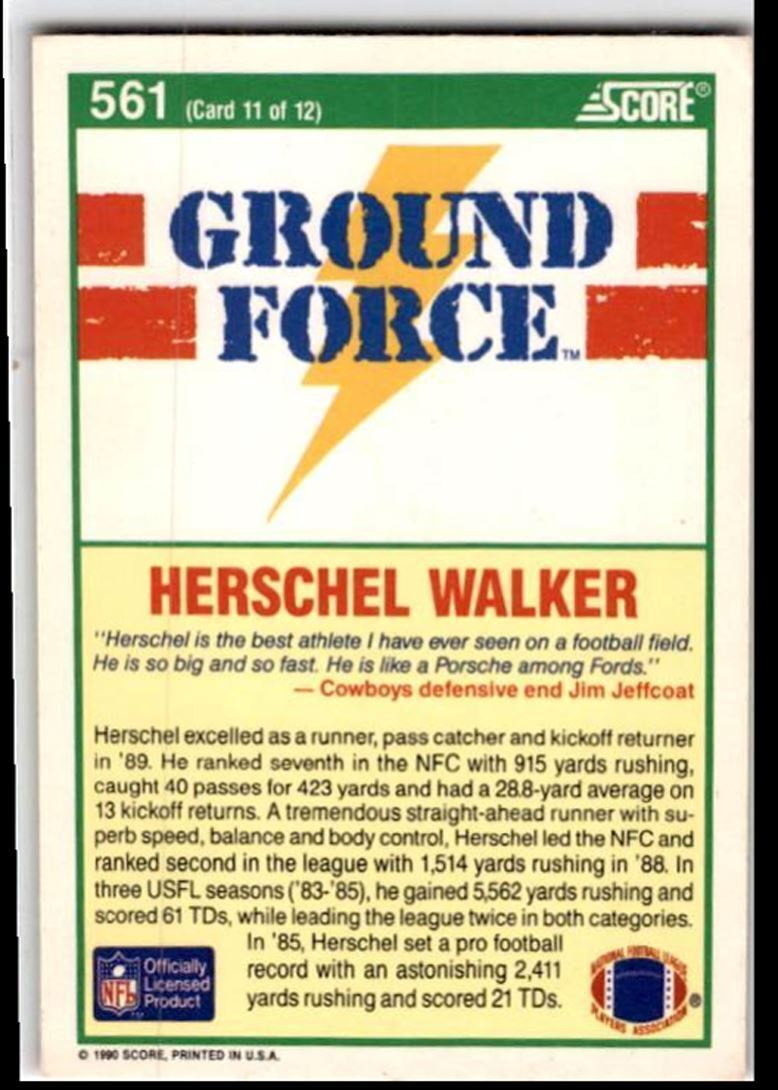 1990 Score Herschel Walker Minnesota Vikings #561