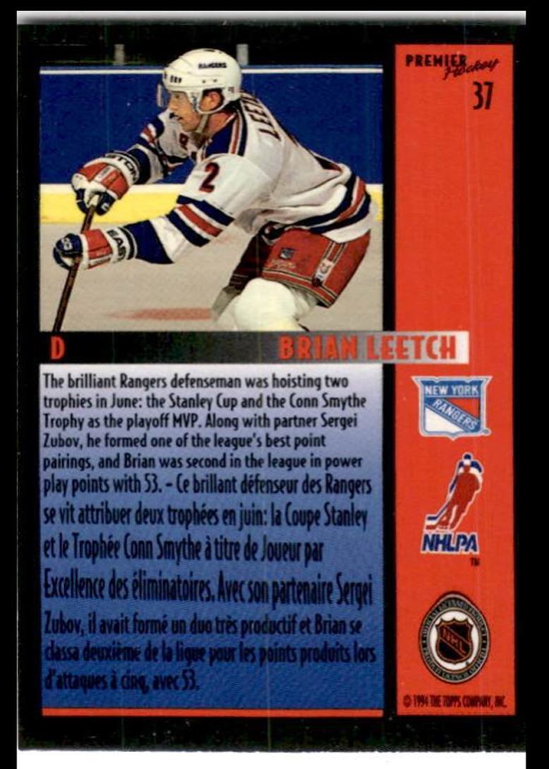 1994-95 O-Pee-Chee Premier Brian Leetch New York Rangers #37