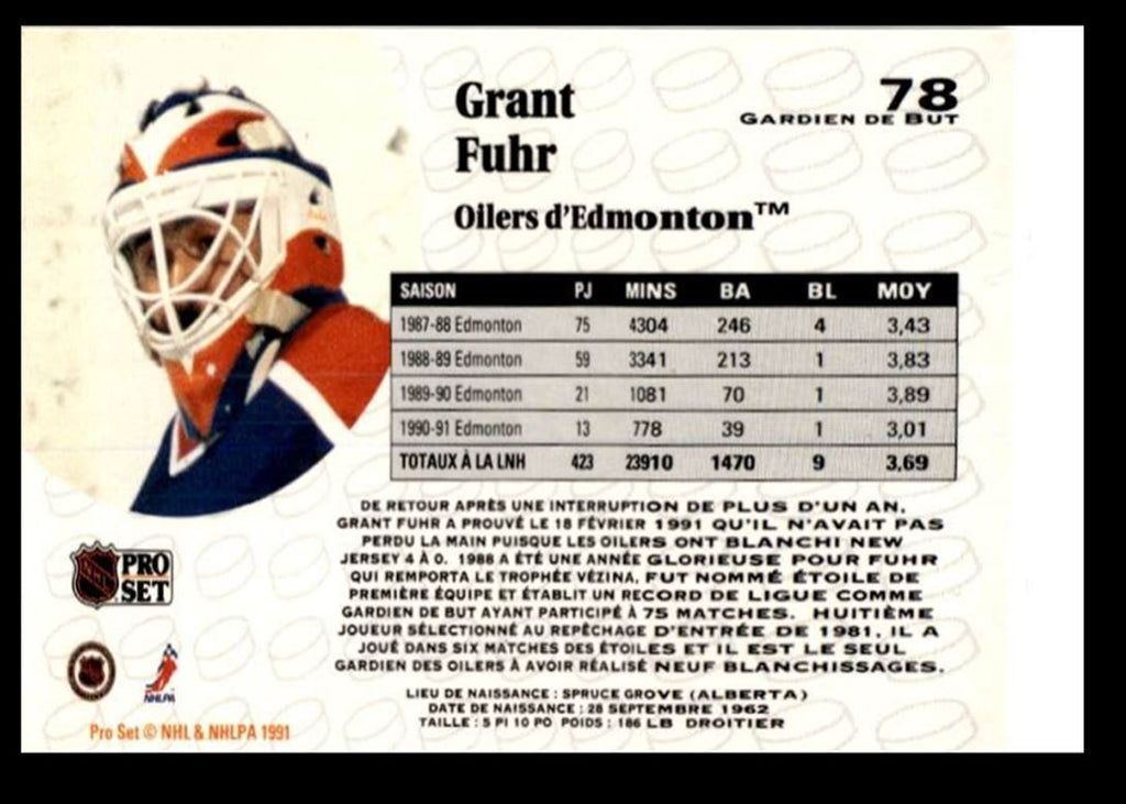 1991-92 Pro Set Grant Fuhr Edmonton Oilers #78