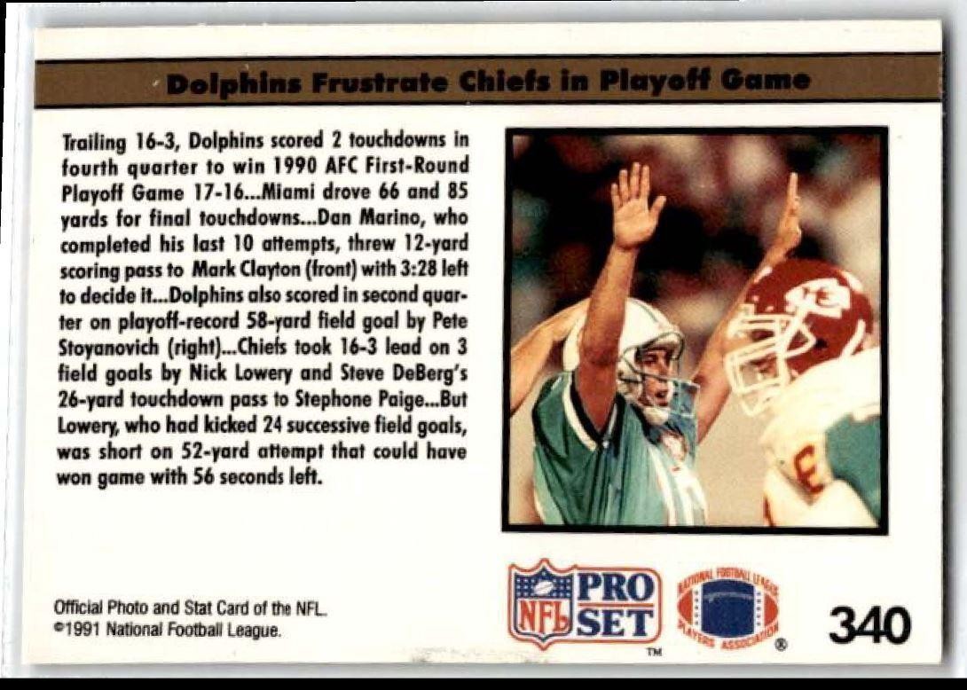 1991 Pro Set Mark Clayton Miami Dolphins #340
