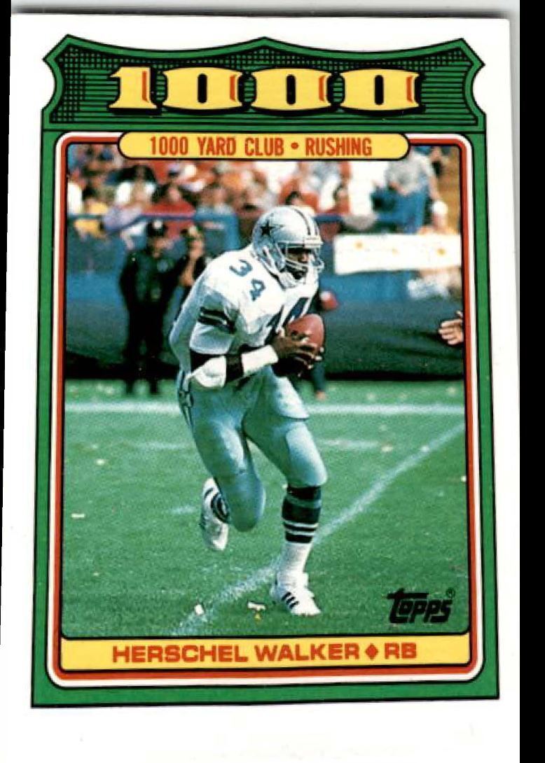 1988 Topps 1000 Yard Club Herschel Walker Dallas Cowboys #15