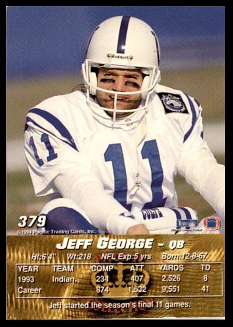 1994 Pacific Jeff George Indianapolis Colts #379