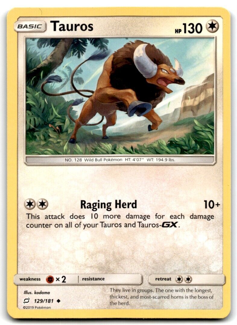 2019 Sun & Moon - Team Up Tauros Basic/Uncommon #129