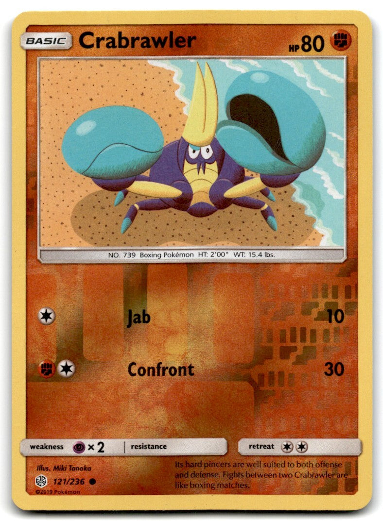 2019 Sun & Moon - Cosmic Eclipse Crabrawler Basic/Common/Reverse Holo #121