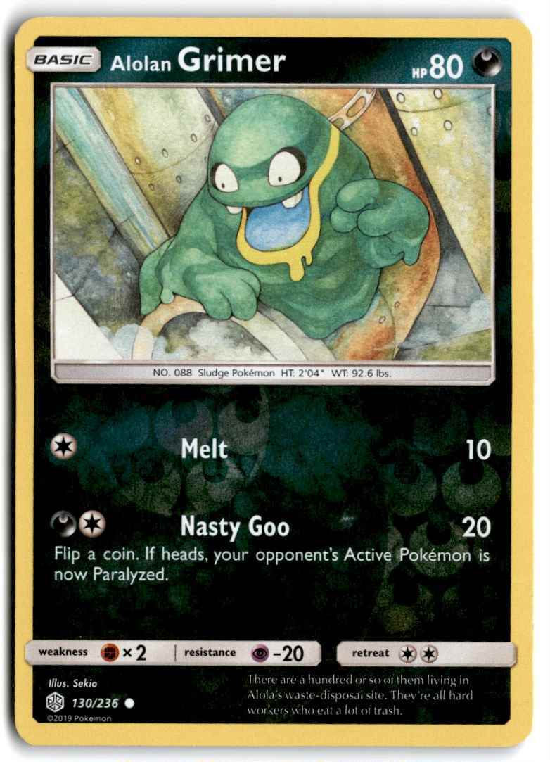 2019 Sun & Moon - Cosmic Eclipse Alolan Grimer a Basic/Common/Reverse Holo #130