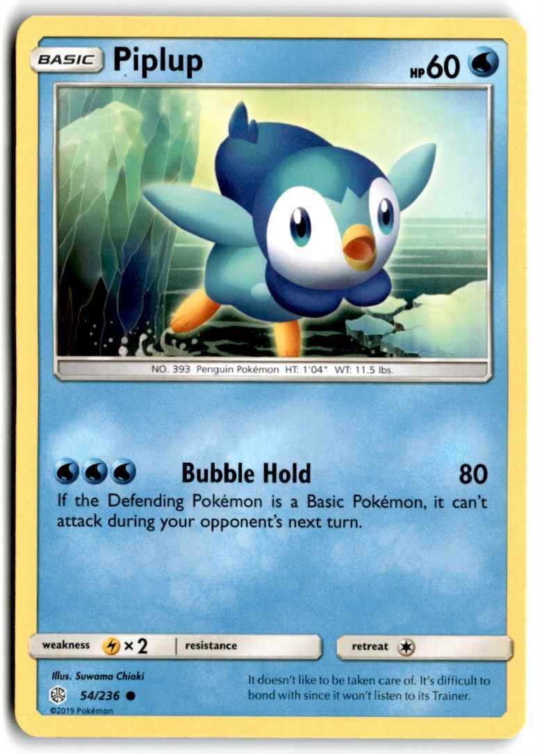 2019 Sun & Moon - Cosmic Eclipse Piplup nm Basic/Common #54