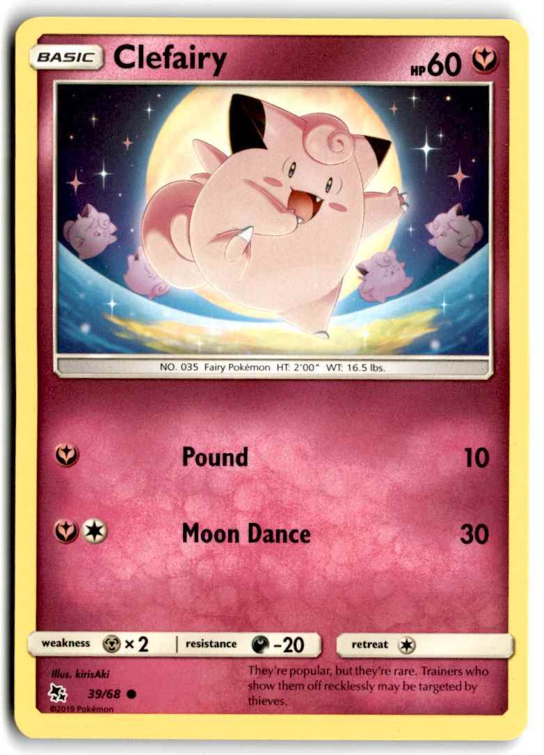 2019 Sun & Moon - Hidden Fates Clefairy e Basic/Common #39