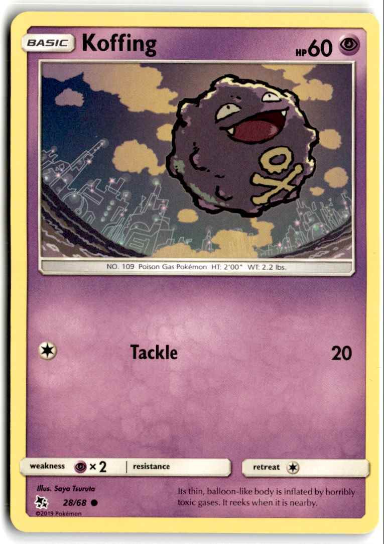 2019 Sun & Moon - Hidden Fates Koffing a Basic/Common #28