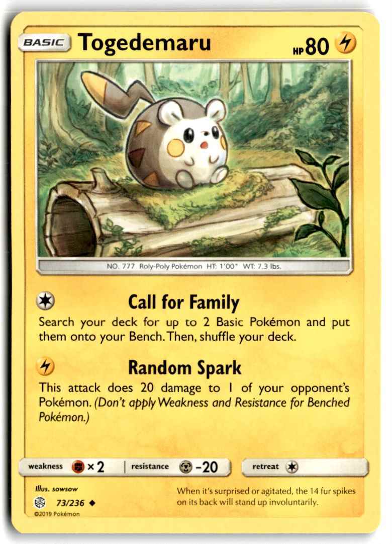 2019 Sun & Moon - Cosmic Eclipse Togedemaru b Basic/Uncommon #73