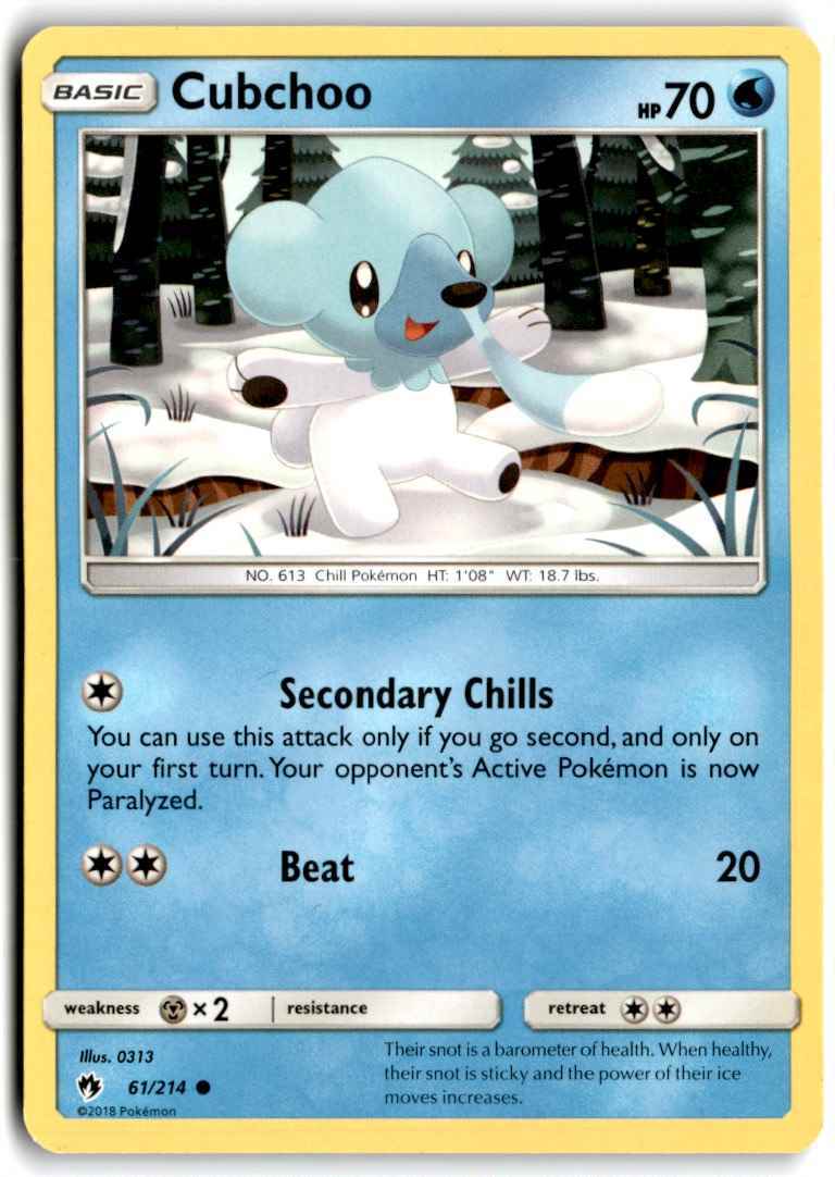 2018 Sun & Moon - Lost Thunder Cubchoo Basic/Common #61