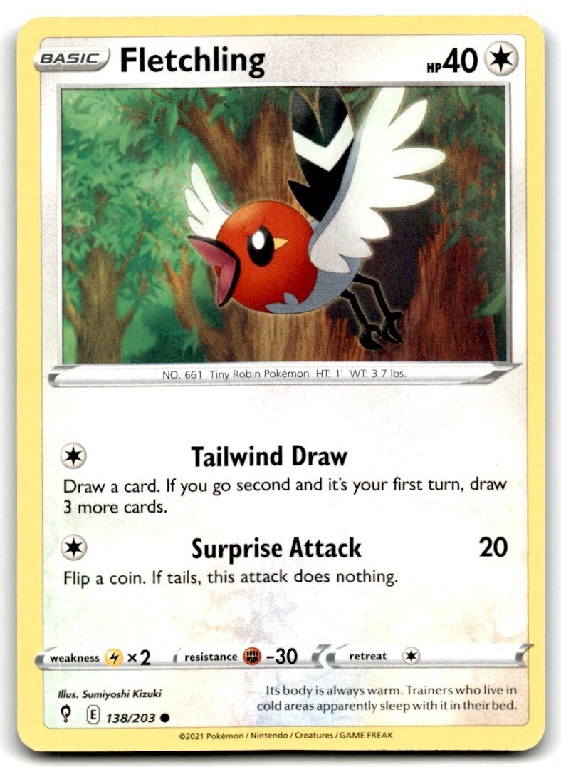 2021 Sword & Shield - Evolving Skies Fletchling 3 Basic/Common #138