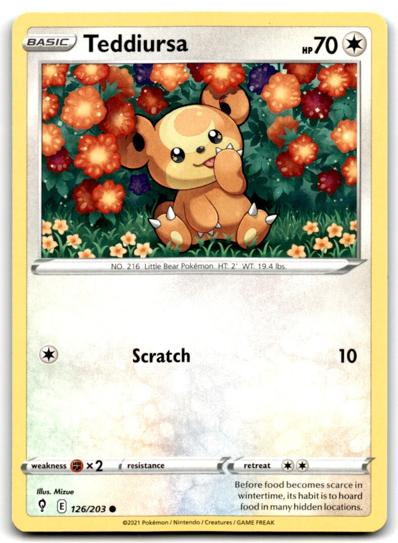 2021 Sword & Shield - Evolving Skies Teddiursa 1 Basic/Common #126