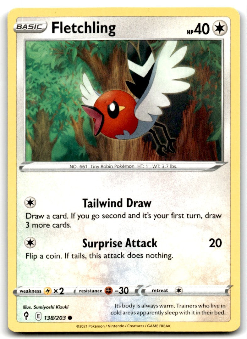 2021 Sword & Shield - Evolving Skies Fletchling 1 Basic/Common #138