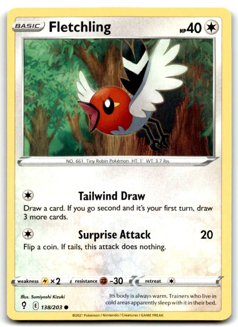2021 Sword & Shield - Evolving Skies Fletchling b Basic/Common #138