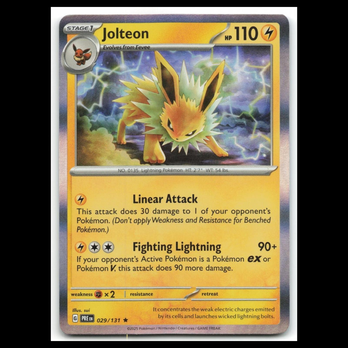 Jolteon #29 2025 Scarlet - Violet Series - Prismatic Evolutions Rare Pokemon NM