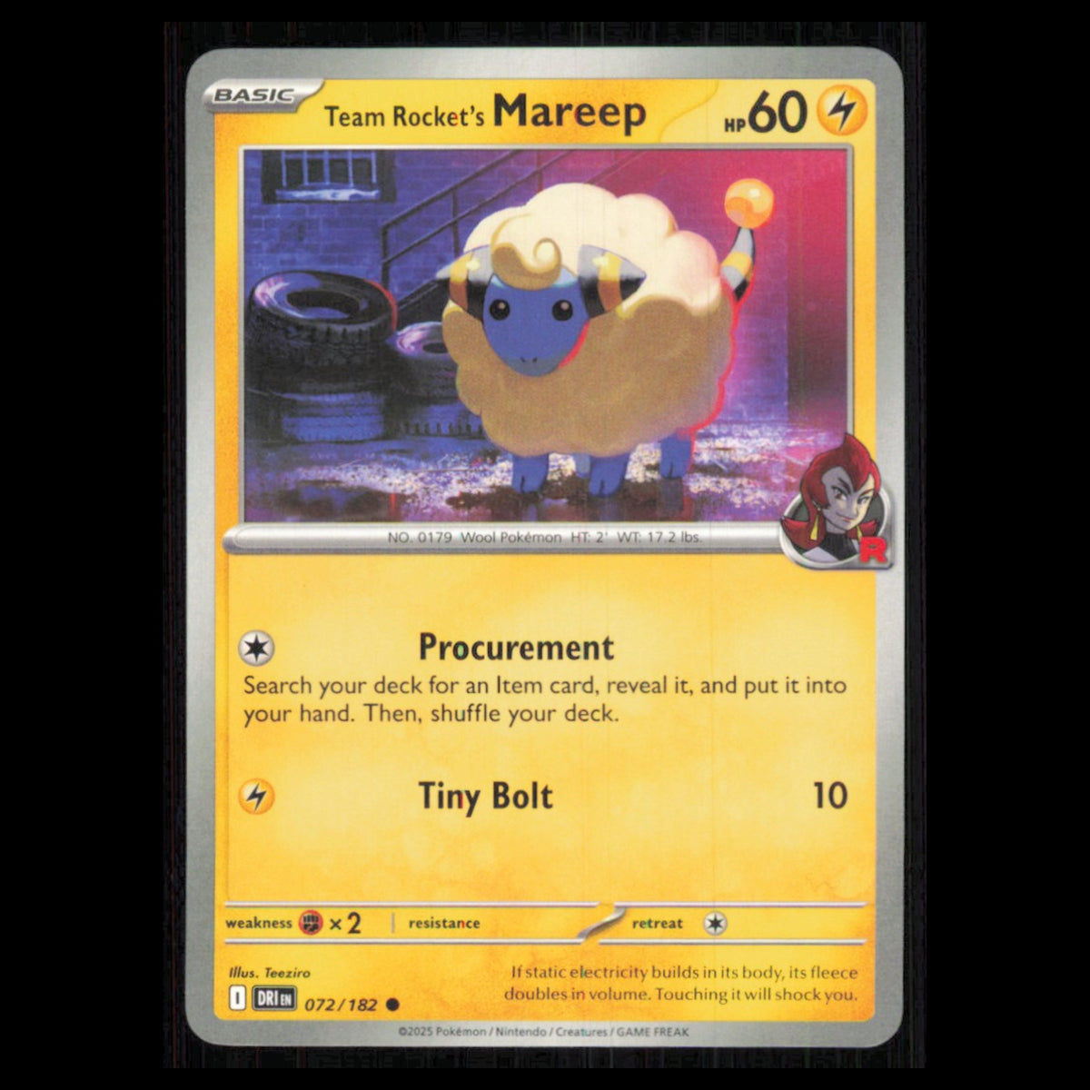 Team Rockets Mareep #72 2025 Scarlet - Violet Series - Destined Rivals Common NM
