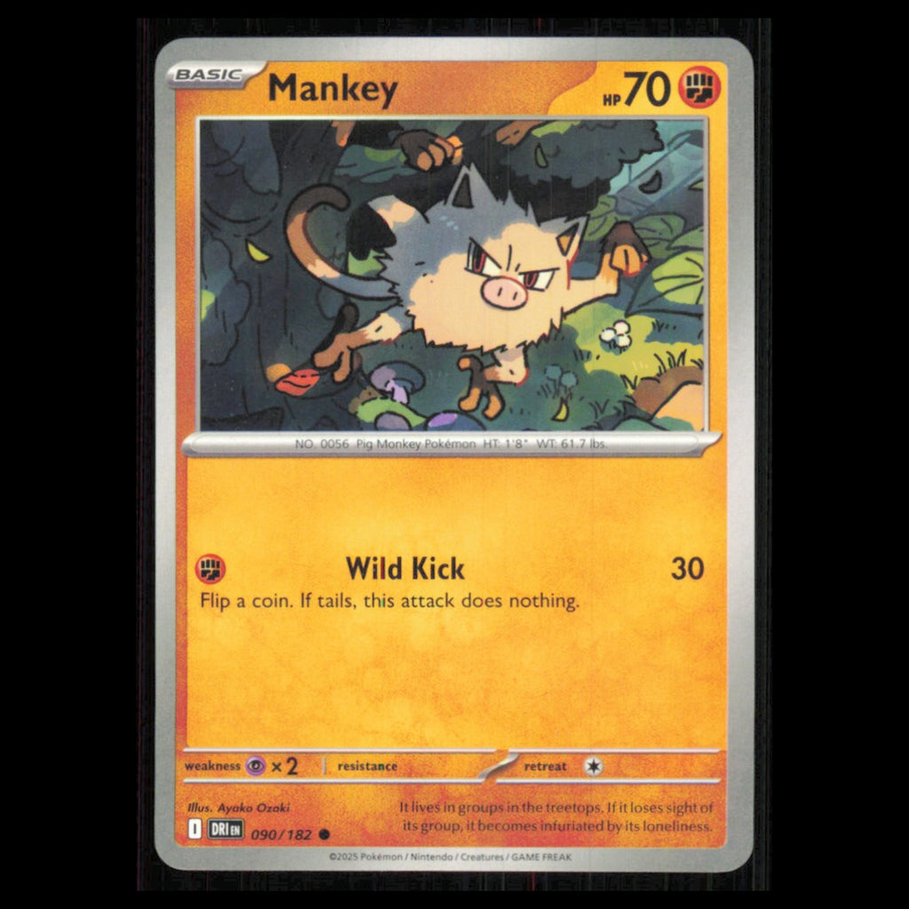 Mankey #90 2025 Scarlet - Violet Series - Destined Rivals Common Pokemon Card NM