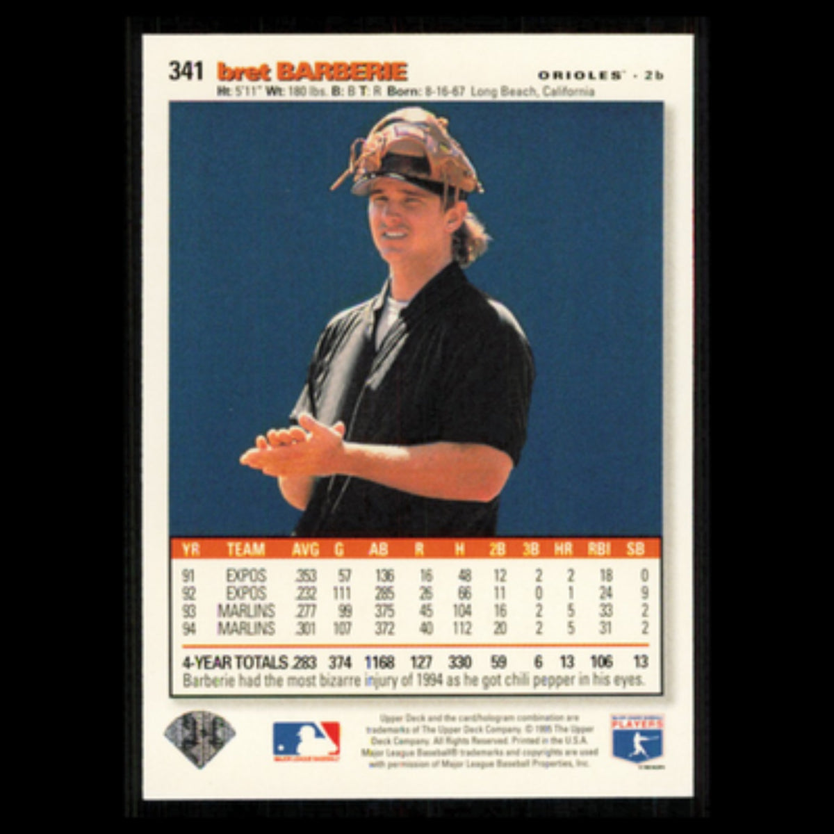 Bret Barberie #341 1995 Upper Deck Collectors Choice Baltimore Orioles Baseball